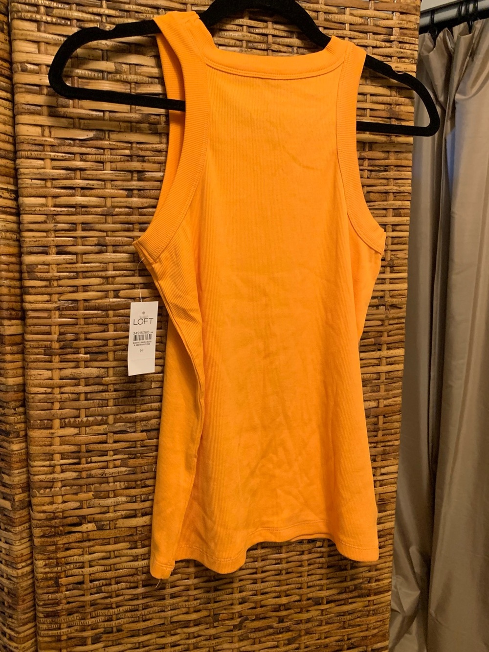 LOFT Bright Orange Ribbed Tank Top - Picture 2 of 3